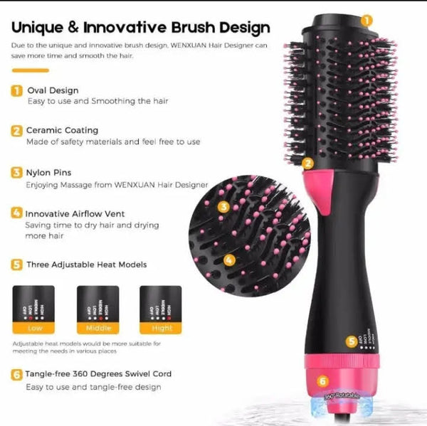 Hot air brush, 3 in 1, dryer, straightner, comb
